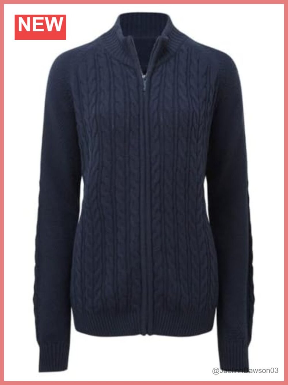 Zip Up Cable Knit Cardigan Sweater